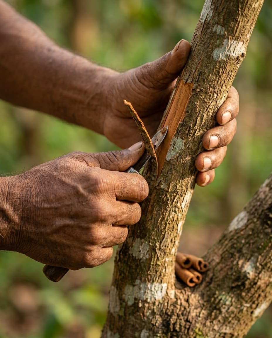 Ceylon cinnamon plantation in Sri Lanka